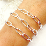 925 Sterling Silver Oval Cable Link Chain.